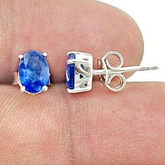 2.87cts faceted natural blue kyanite 925 sterling silver stud earrings u36128