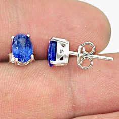 2.75cts faceted natural blue kyanite 925 sterling silver stud earrings u36137