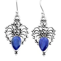 5.05cts faceted natural blue sapphire 925 sterling silver dangle earrings u53223