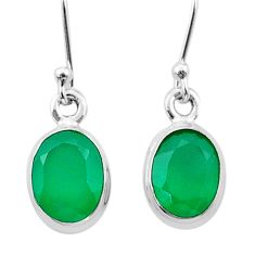 4.91cts faceted natural green chalcedony 925 silver dangle earrings u38235