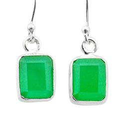 5.65cts faceted natural green chalcedony 925 silver dangle earrings u38245