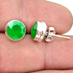5.53cts faceted natural green chalcedony 925 silver stud earrings jewelry u38219