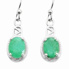 3.16cts faceted natural green emerald 925 sterling silver dangle earrings u76374