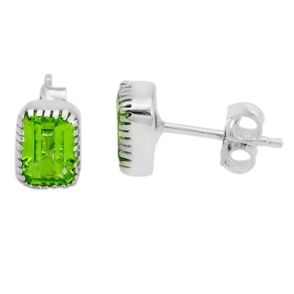 2.69cts faceted natural green peridot 925 sterling silver stud earrings u83004