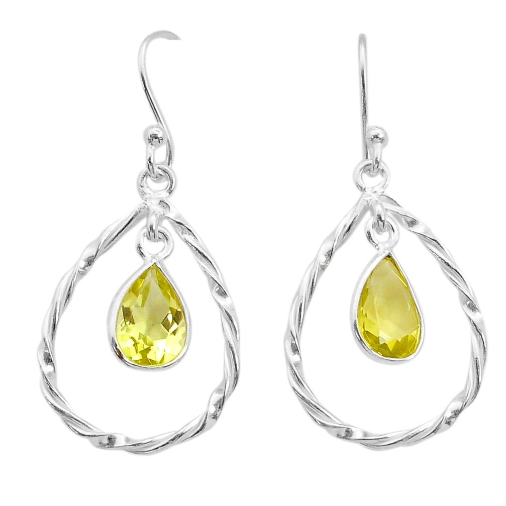 4.28cts faceted natural lemon topaz 925 sterling silver dangle earrings u71301