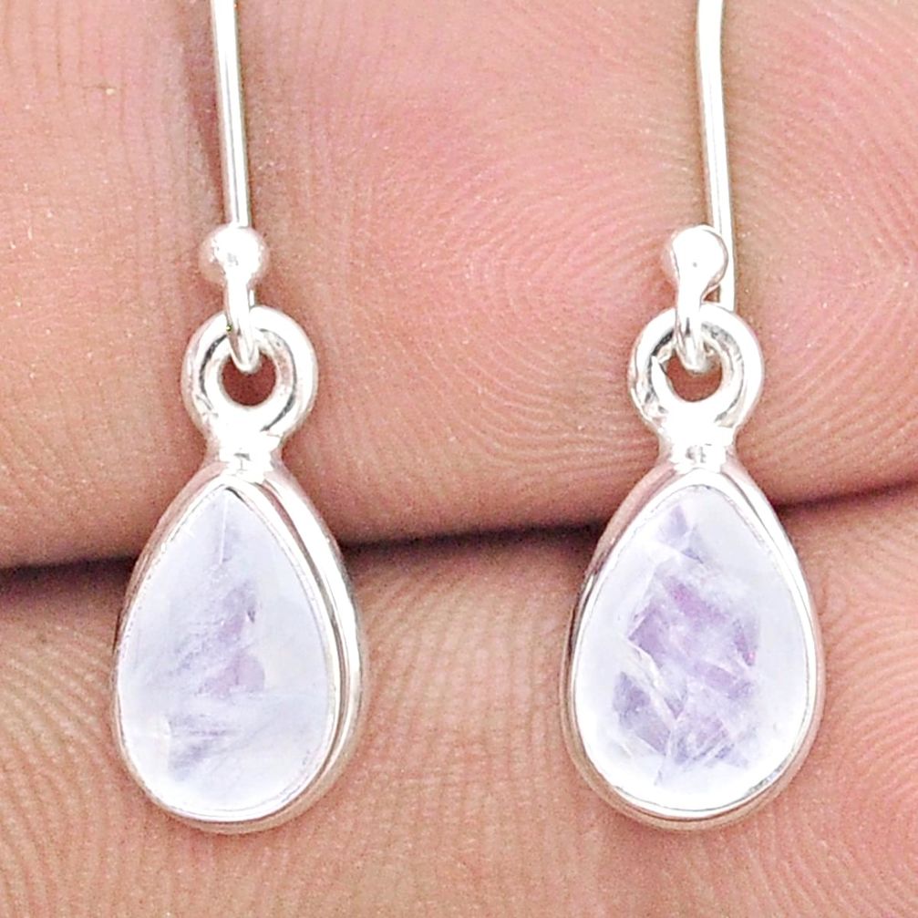 4.94cts faceted natural rainbow moonstone 925 silver dangle earrings u34207