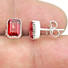 2.72cts faceted natural red garnet 925 sterling silver stud earrings u36194