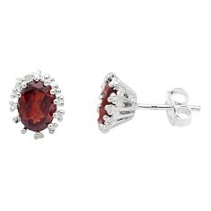 3.97cts faceted natural red garnet 925 sterling silver stud earrings u76484