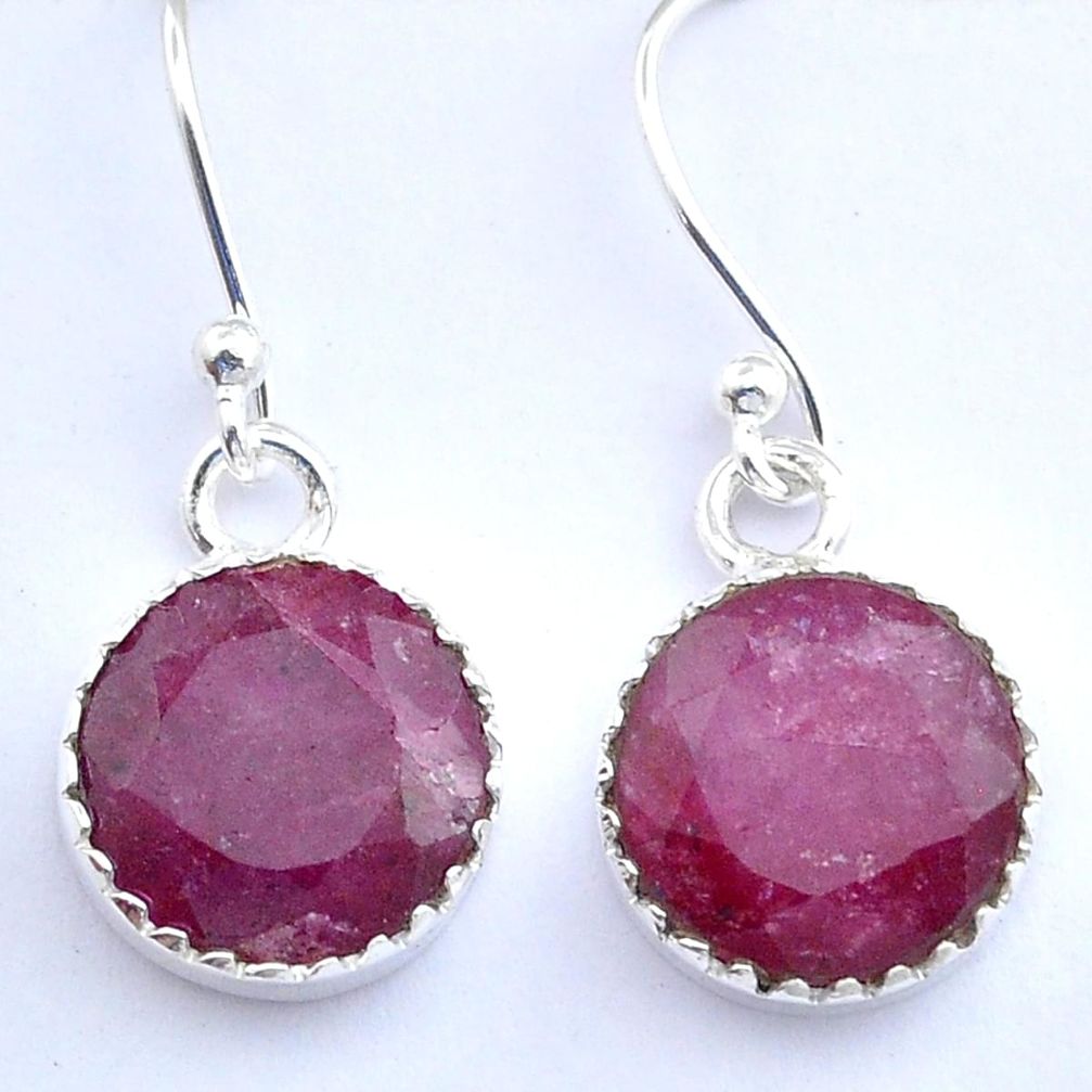 6.73cts faceted natural red ruby 925 sterling silver earrings jewelry u56254