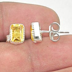 2.84cts faceted natural yellow citrine 925 sterling silver stud earrings u36196