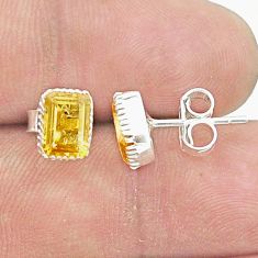 2.69cts faceted natural yellow citrine 925 sterling silver stud earrings u36217