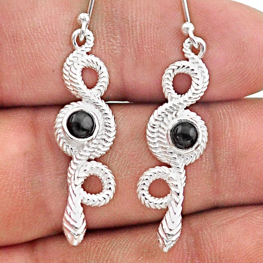 1.05cts filigree natural black onyx 925 sterling silver snake earrings t60067