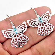 3.02cts filigree natural blue topaz 925 silver butterfly earrings jewelry t60171