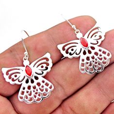 3.13cts filigree natural orange cornelian 925 silver butterfly earrings t60162