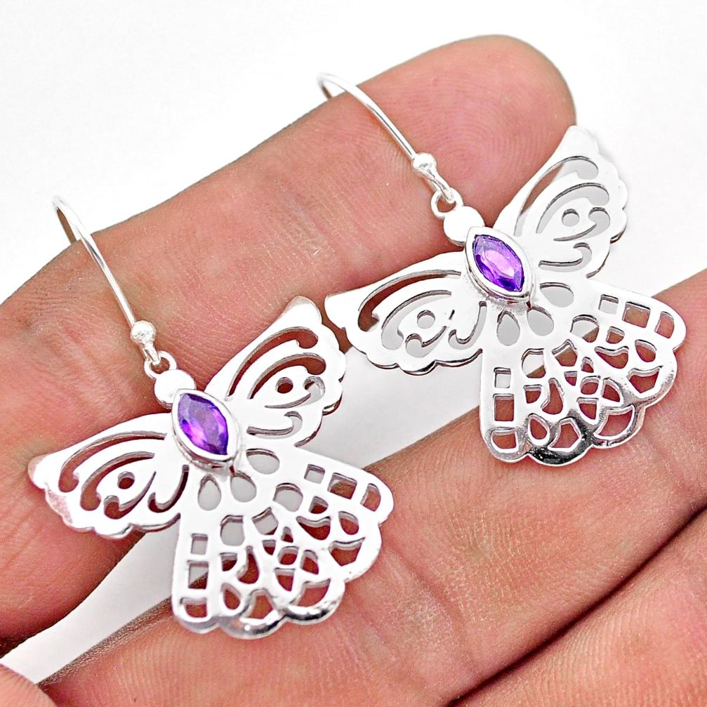  natural purple amethyst 925 silver butterfly earrings t60168