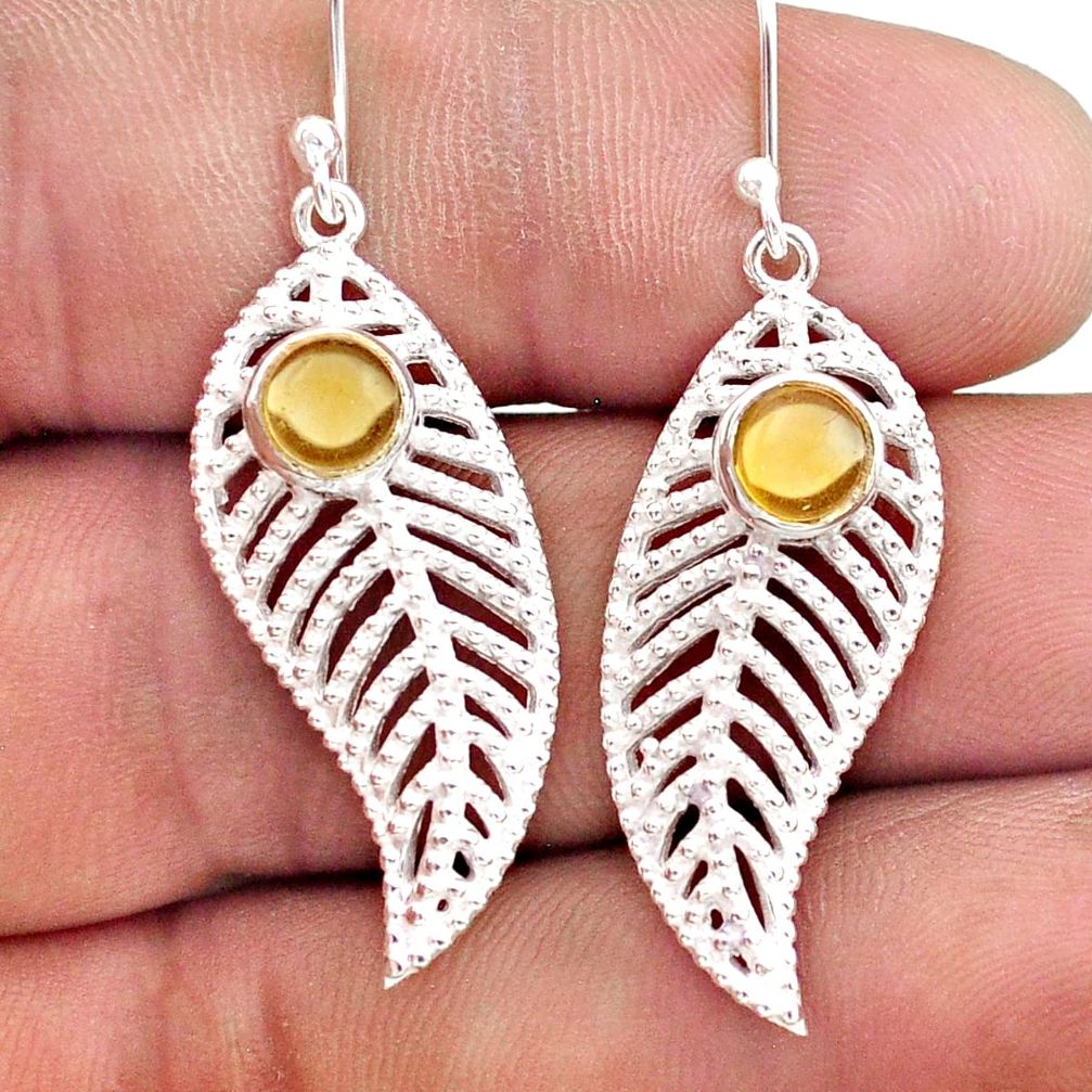 1.76cts filigree natural yellow citrine 925 silver deltoid leaf earrings t60002