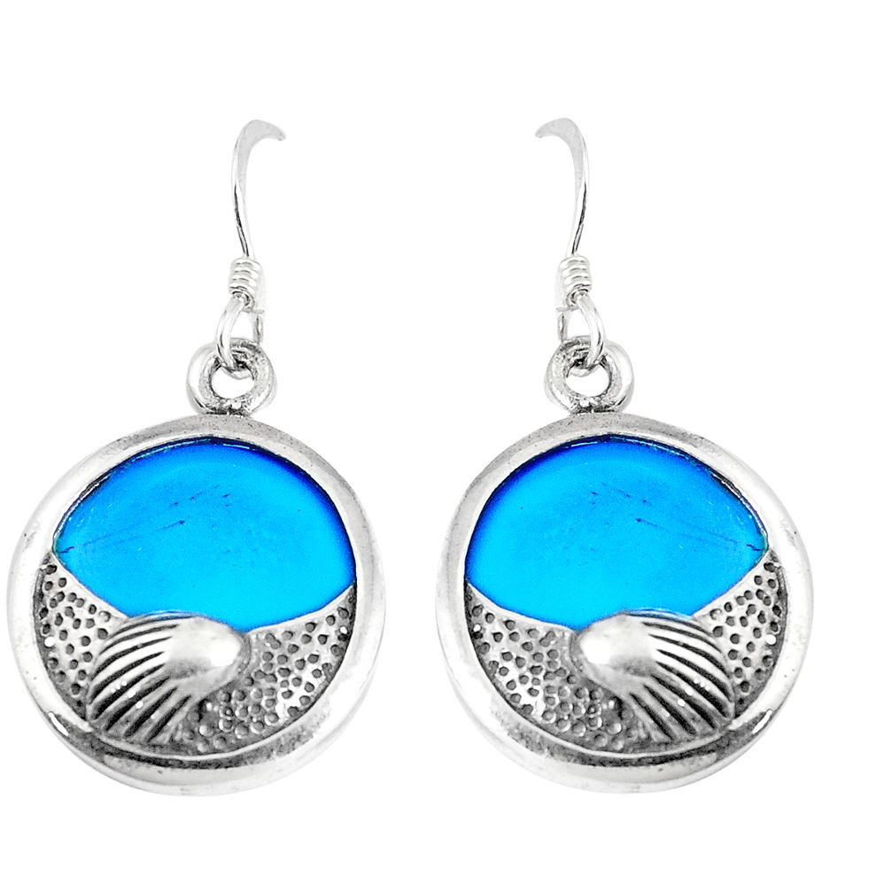 11.23cts fine blue turquoise 925 sterling silver dangle earrings jewelry c11592
