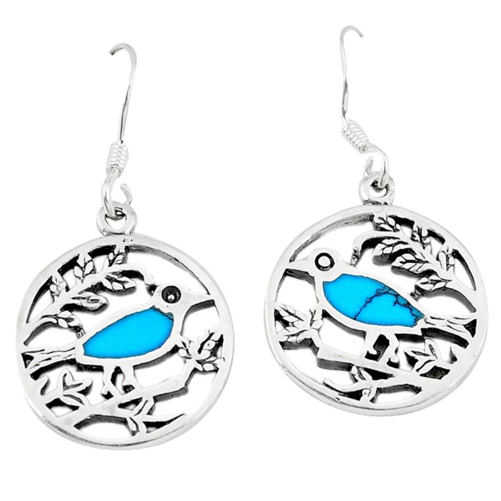 4.68gms fine blue turquoise enamel 925 sterling silver earrings a46353 c14216