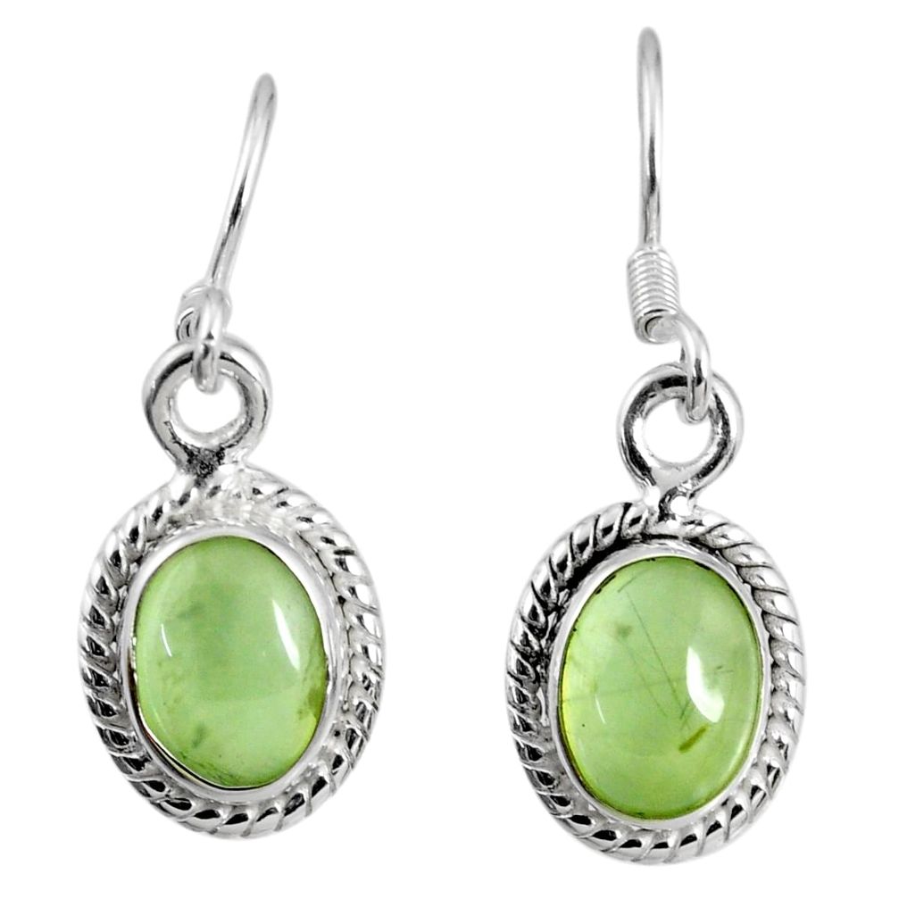 3.96cts fine green prehnite 925 sterling silver dangle earrings jewelry r60708