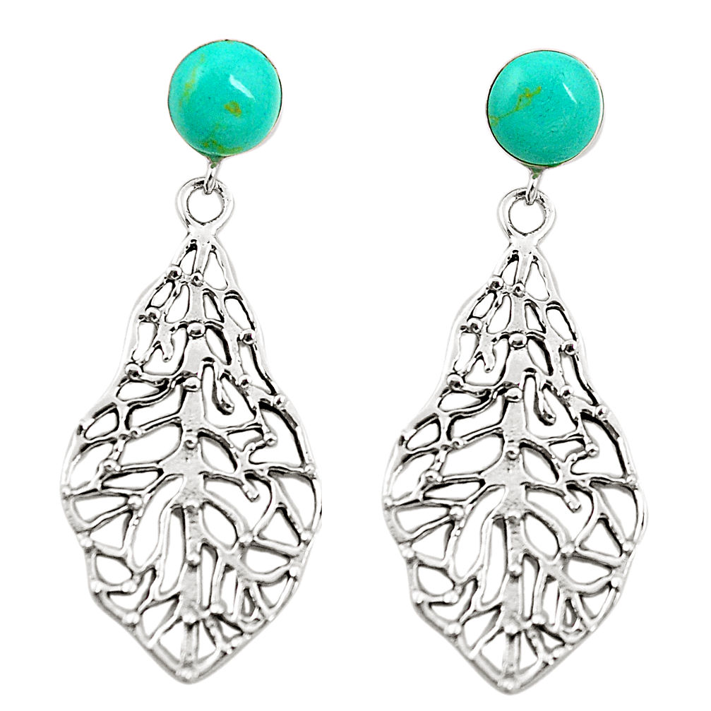 Fine green turquoise 925 sterling silver earrings jewelry c11686