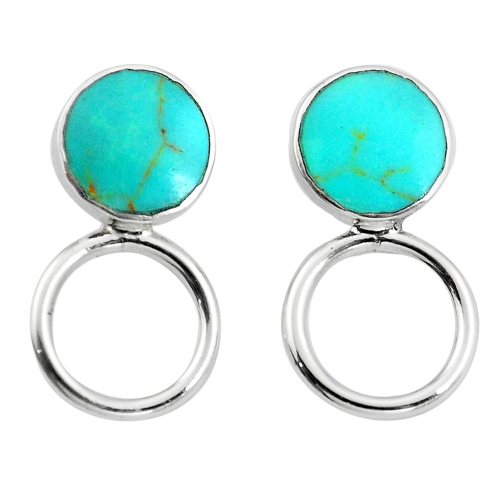 Fine green turquoise enamel 925 sterling silver dangle earrings c23098