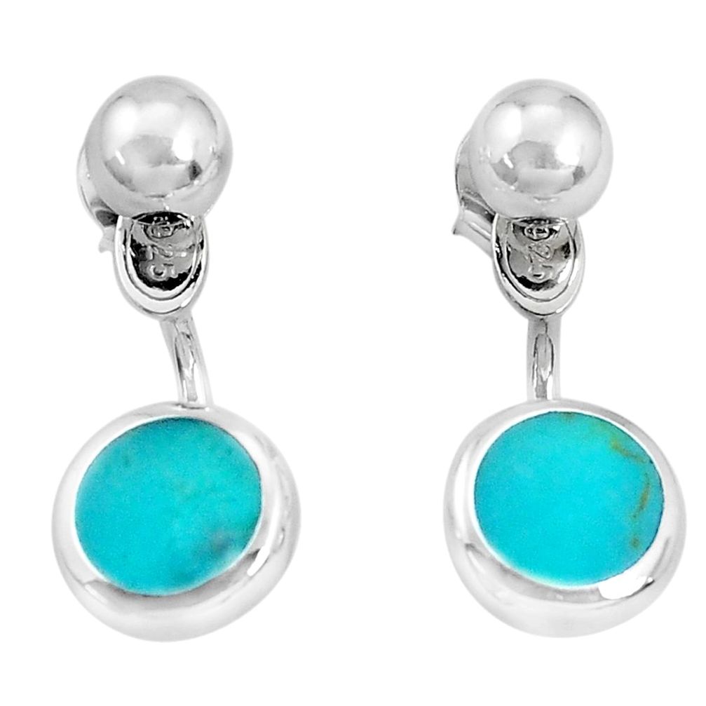 4.48gms fine green turquoise enamel 925 sterling silver dangle earrings c26061