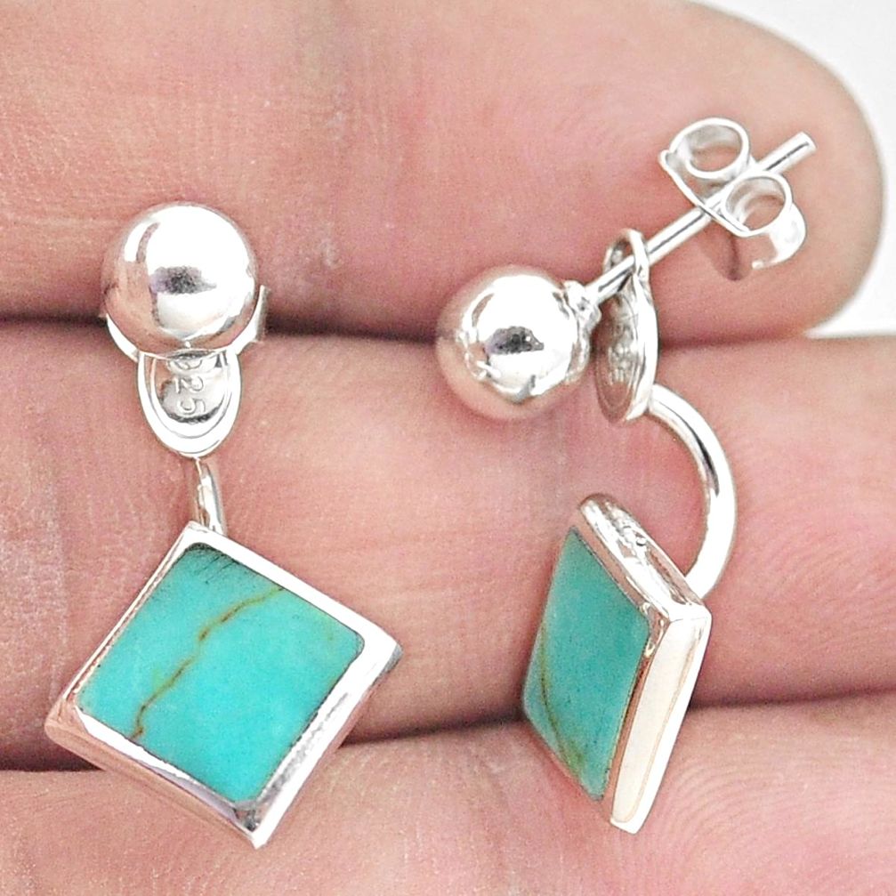 4.89gms fine green turquoise enamel 925 sterling silver earrings jewelry c25716