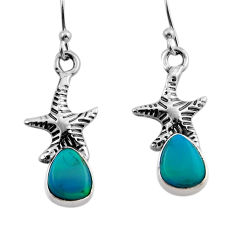 3.86cts fine volcano aurora opal 925 sterling silver star fish earrings y84345
