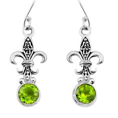 5.31cts fleur de lis green alexandrite (lab) 925 silver dangle earrings y50307