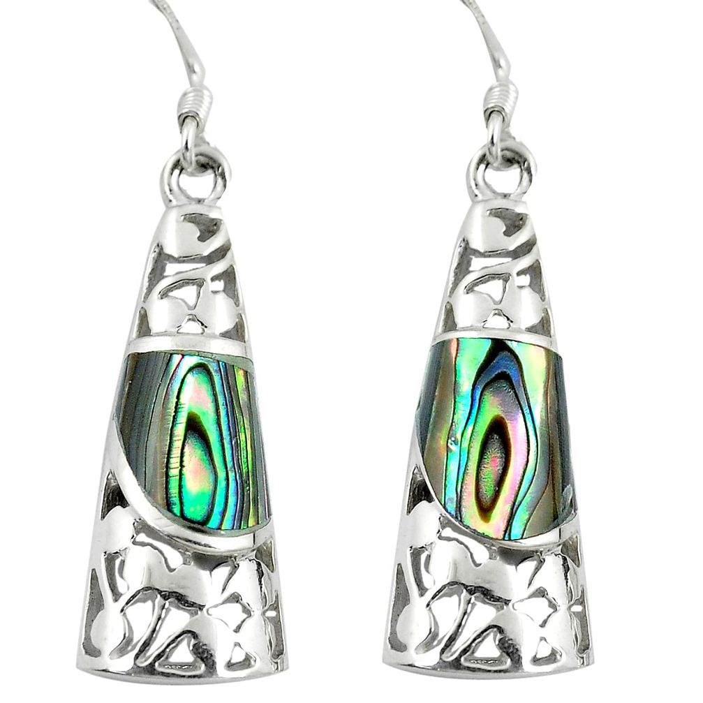 4.93cts green abalone paua seashell 925 silver dangle earrings jewelry c11752