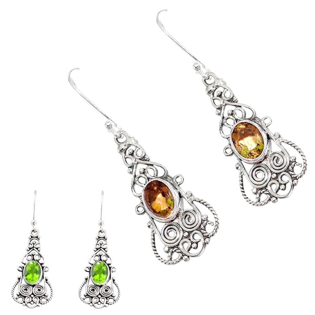 4.38cts green alexandrite (lab) 925 sterling silver dangle earrings p12401