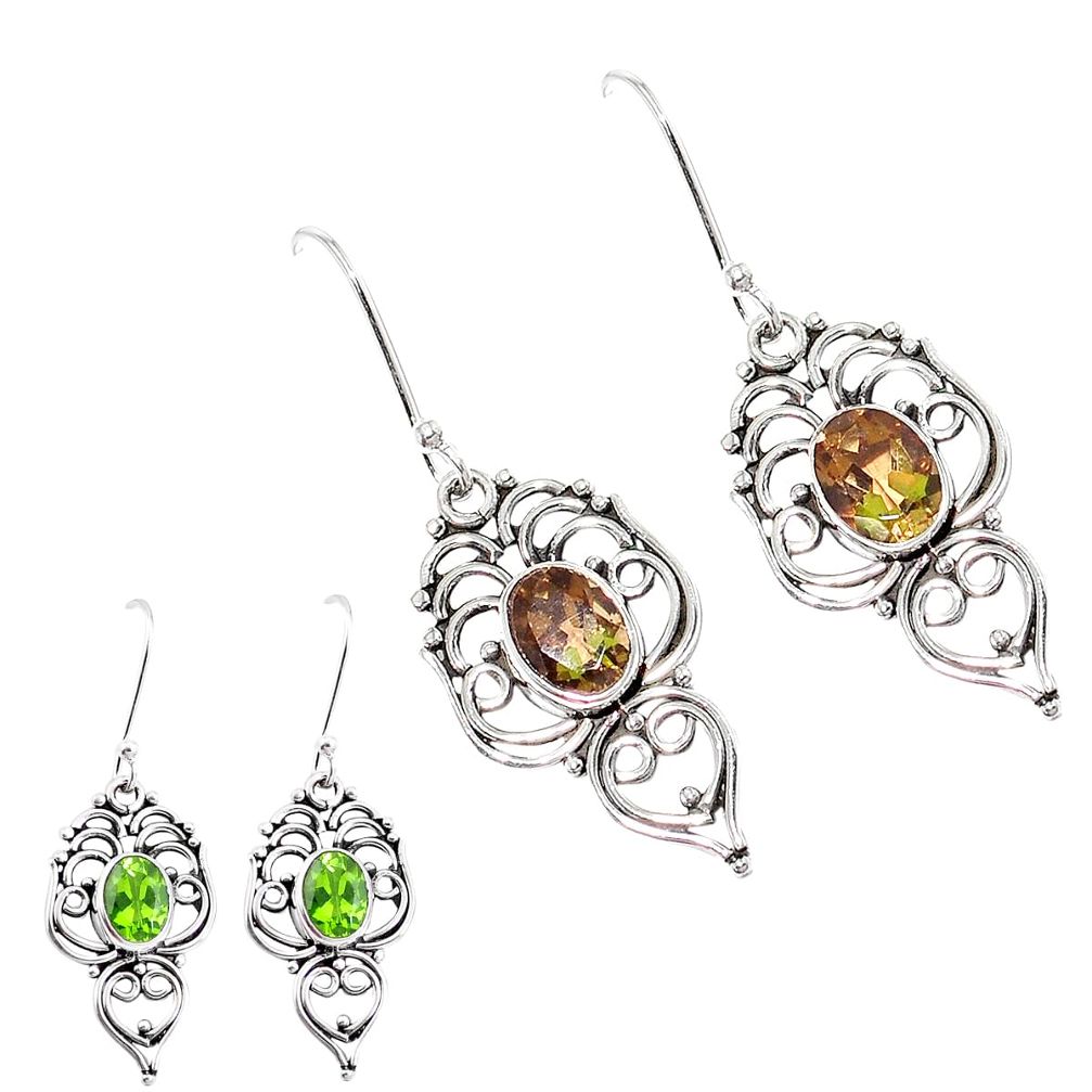 4.38cts green alexandrite (lab) 925 sterling silver dangle earrings p12403