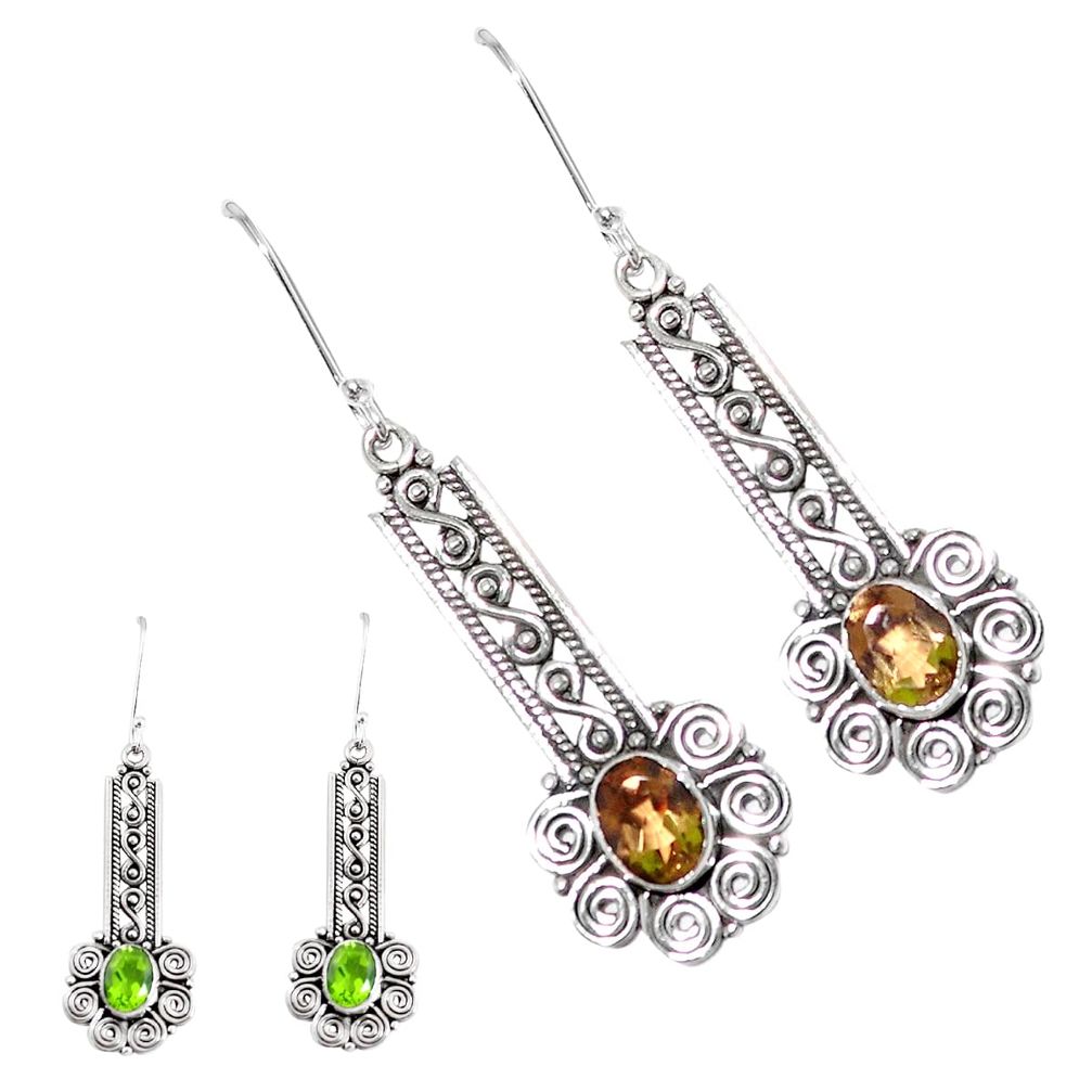 4.47cts green alexandrite (lab) 925 sterling silver dangle earrings p12407