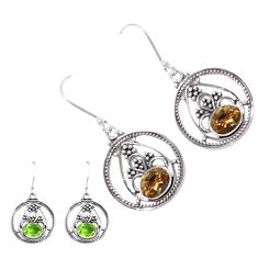 Clearance Sale- 4.70cts green alexandrite (lab) 925 sterling silver dangle earrings p12410
