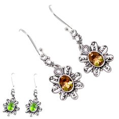 4.18cts green alexandrite (lab) 925 sterling silver dangle earrings p12426