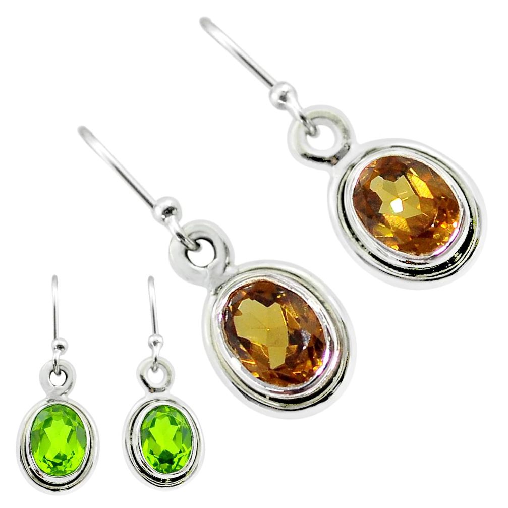 4.05cts green alexandrite (lab) 925 sterling silver dangle earrings t57059