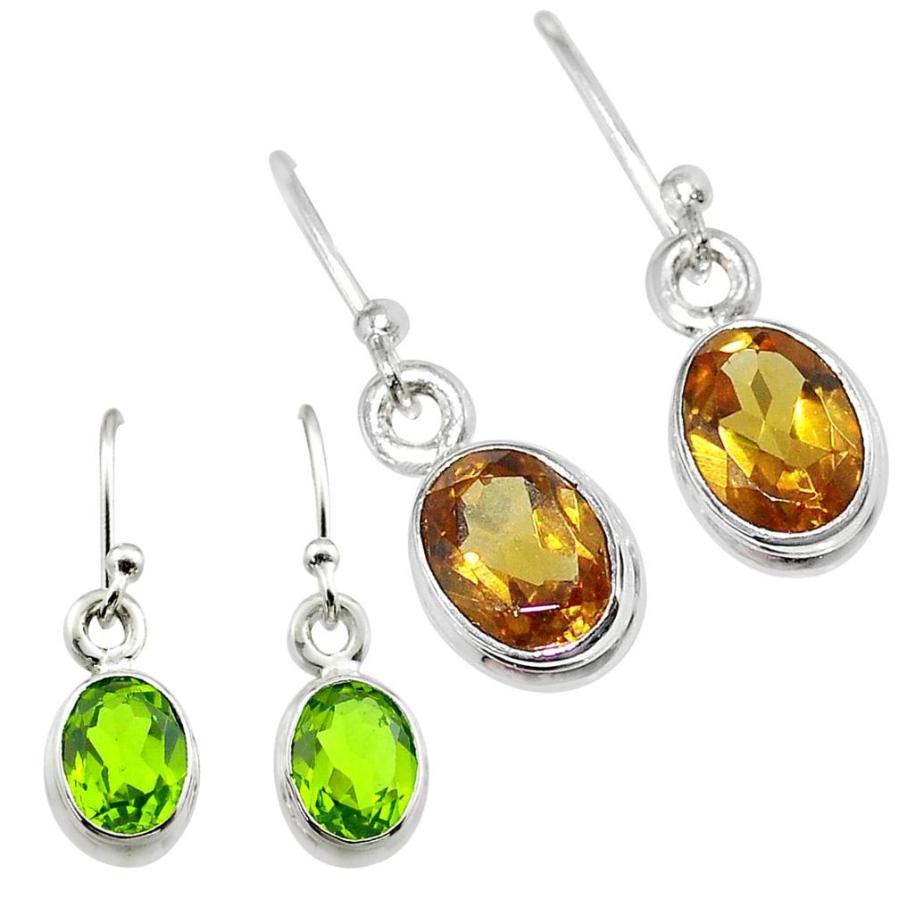 3.99cts green alexandrite (lab) 925 sterling silver earrings jewelry t57074