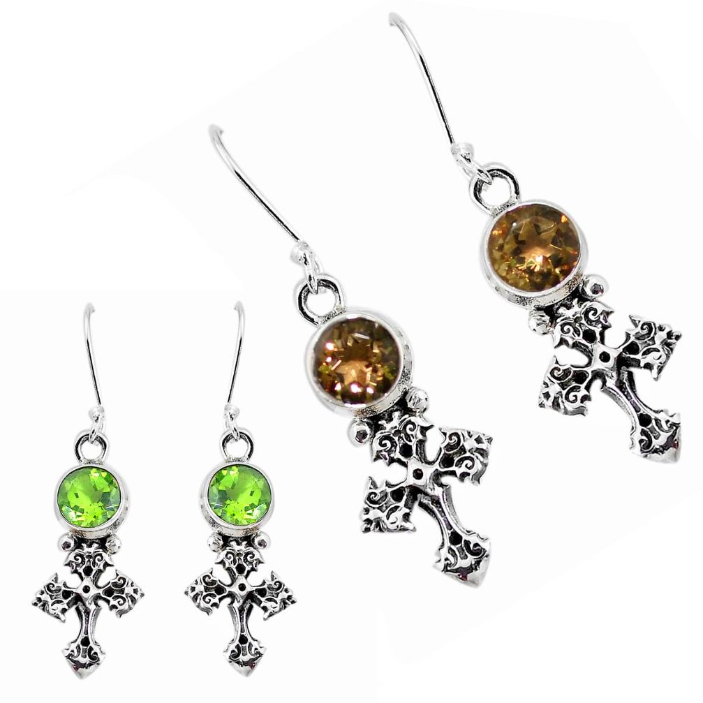 exandrite (lab) 925 sterling silver holy cross earrings p43149