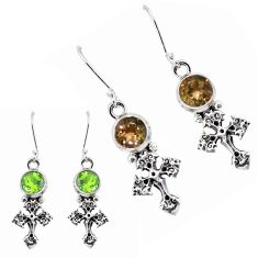 Clearance Sale- 5.52cts green alexandrite (lab) 925 sterling silver holy cross earrings p43175