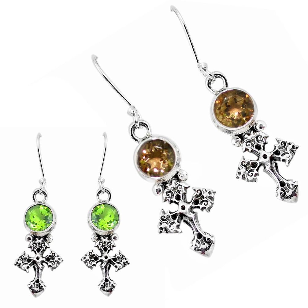 5.50cts green alexandrite (lab) 925 sterling silver holy cross earrings p43176