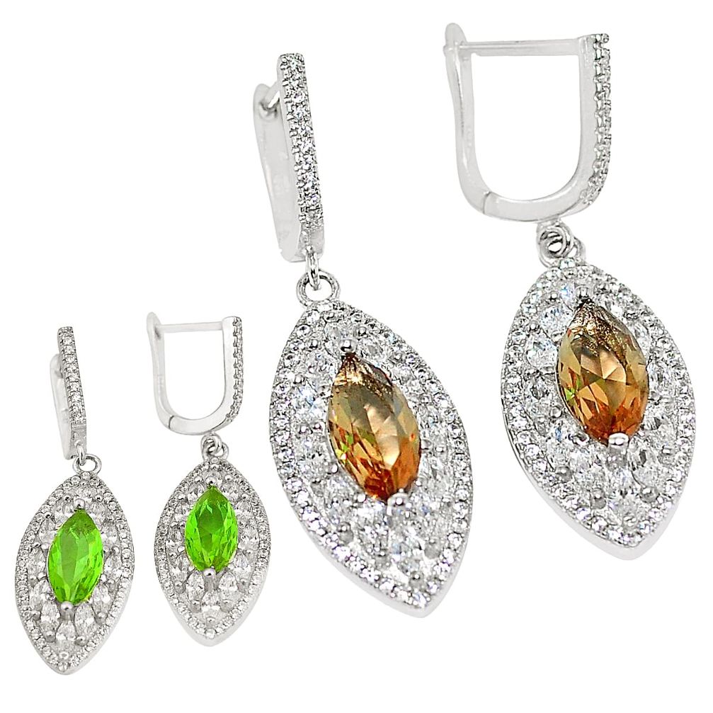 Green alexandrite (lab) topaz 925 silver dangle earrings jewelry c22180