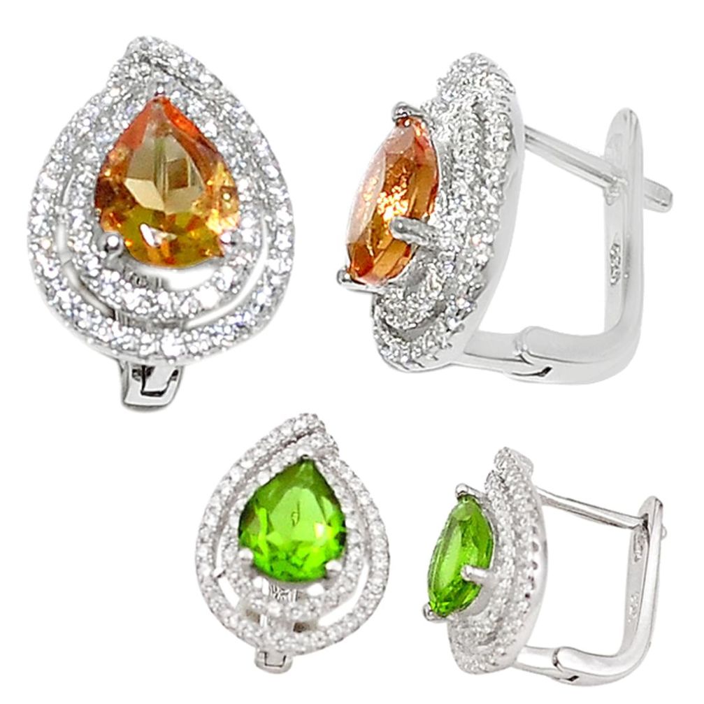 Green alexandrite (lab) topaz 925 sterling silver stud earrings c20706