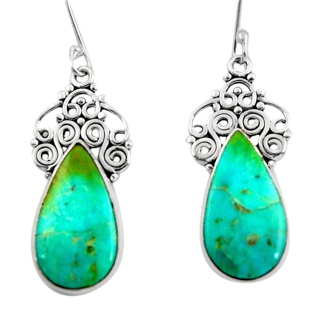 13.09cts green arizona mohave turquoise 925 silver dangle earrings d45741
