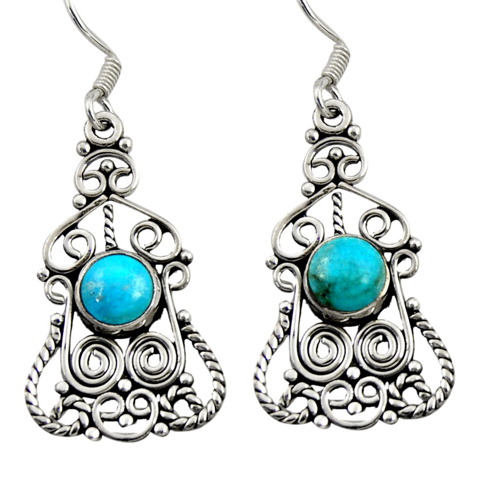 6.03cts green arizona mohave turquoise 925 silver dangle earrings jewelry d41215