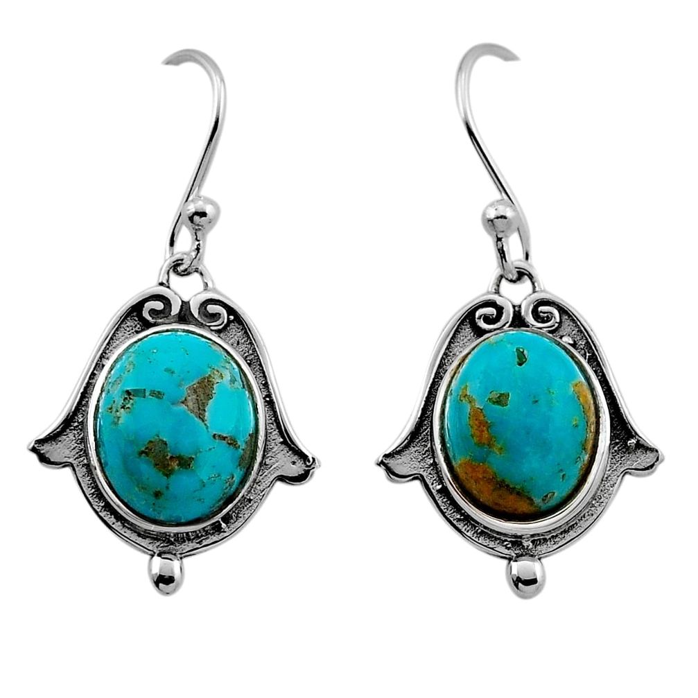 7.64cts green arizona mohave turquoise 925 silver dangle earrings jewelry n48490