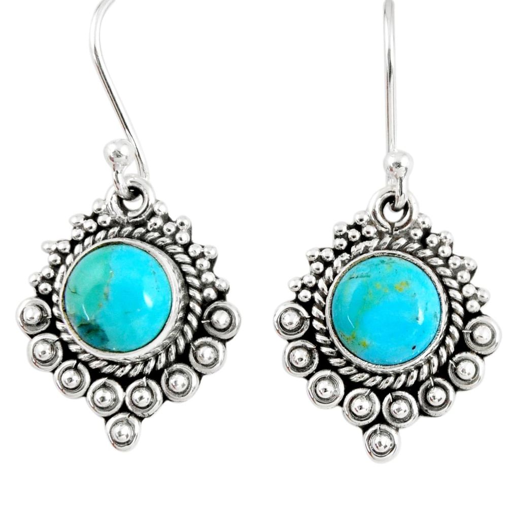 3.83cts green arizona mohave turquoise 925 silver dangle earrings jewelry r55266