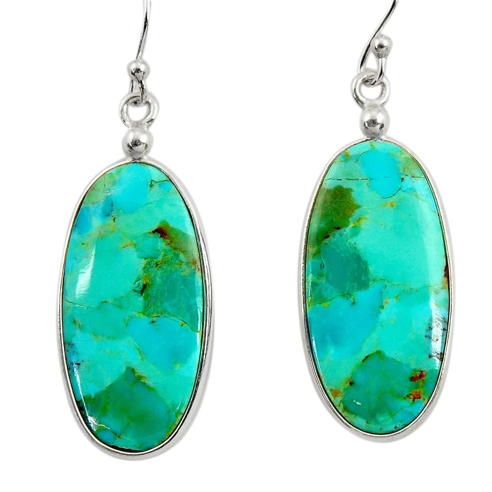 13.69cts green arizona mohave turquoise 925 silver dangle earrings r29288