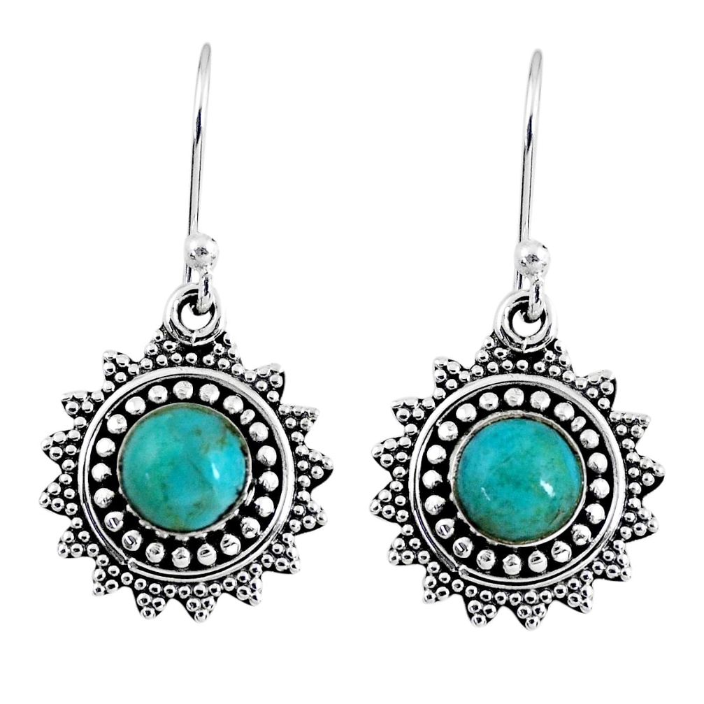 2.33cts green arizona mohave turquoise 925 silver dangle earrings r55227