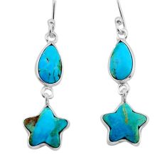 8.09cts green arizona mohave turquoise 925 silver star fish earrings y79281