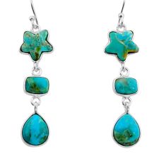 11.45cts green arizona mohave turquoise 925 silver star fish earrings y79285